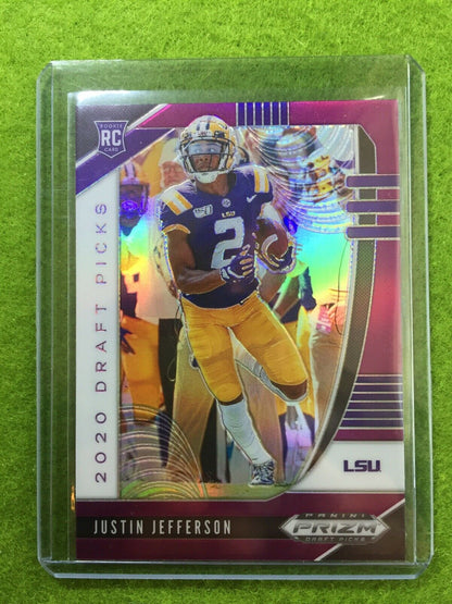 JUSTIN JEFFERSON VIKINGS PURPLE PRIZM ROOKIE CARD JERSEY #2 LSU RC 2020 Prizm DP