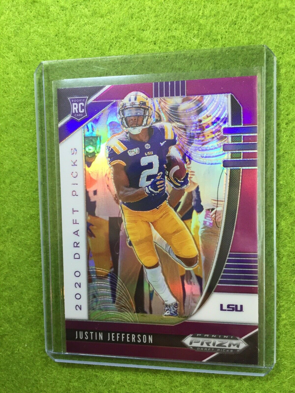 JUSTIN JEFFERSON VIKINGS PURPLE PRIZM ROOKIE CARD JERSEY #2 LSU RC 2020 Prizm DP