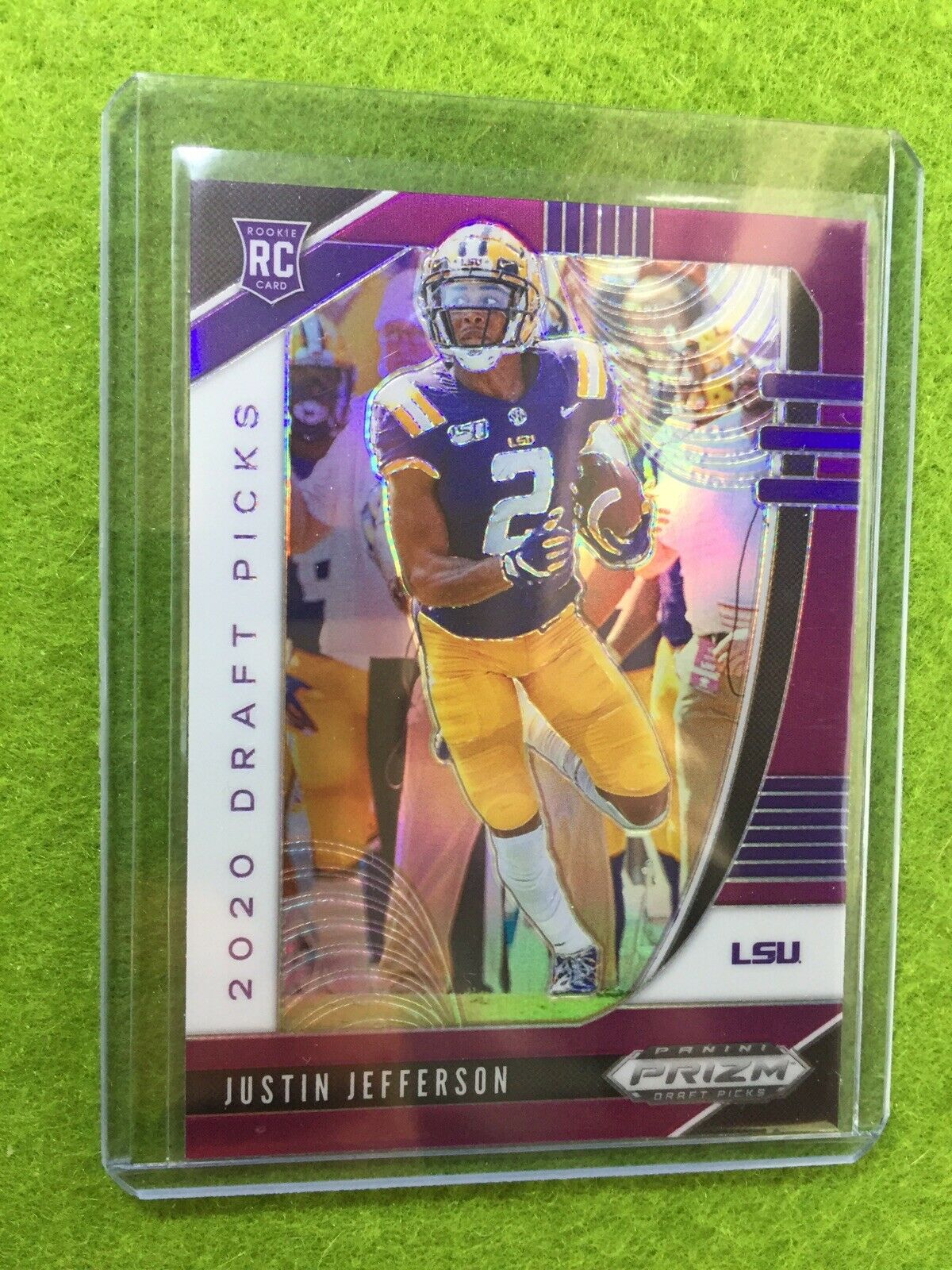 JUSTIN JEFFERSON VIKINGS PURPLE PRIZM ROOKIE CARD JERSEY #2 LSU RC 2020 Prizm DP