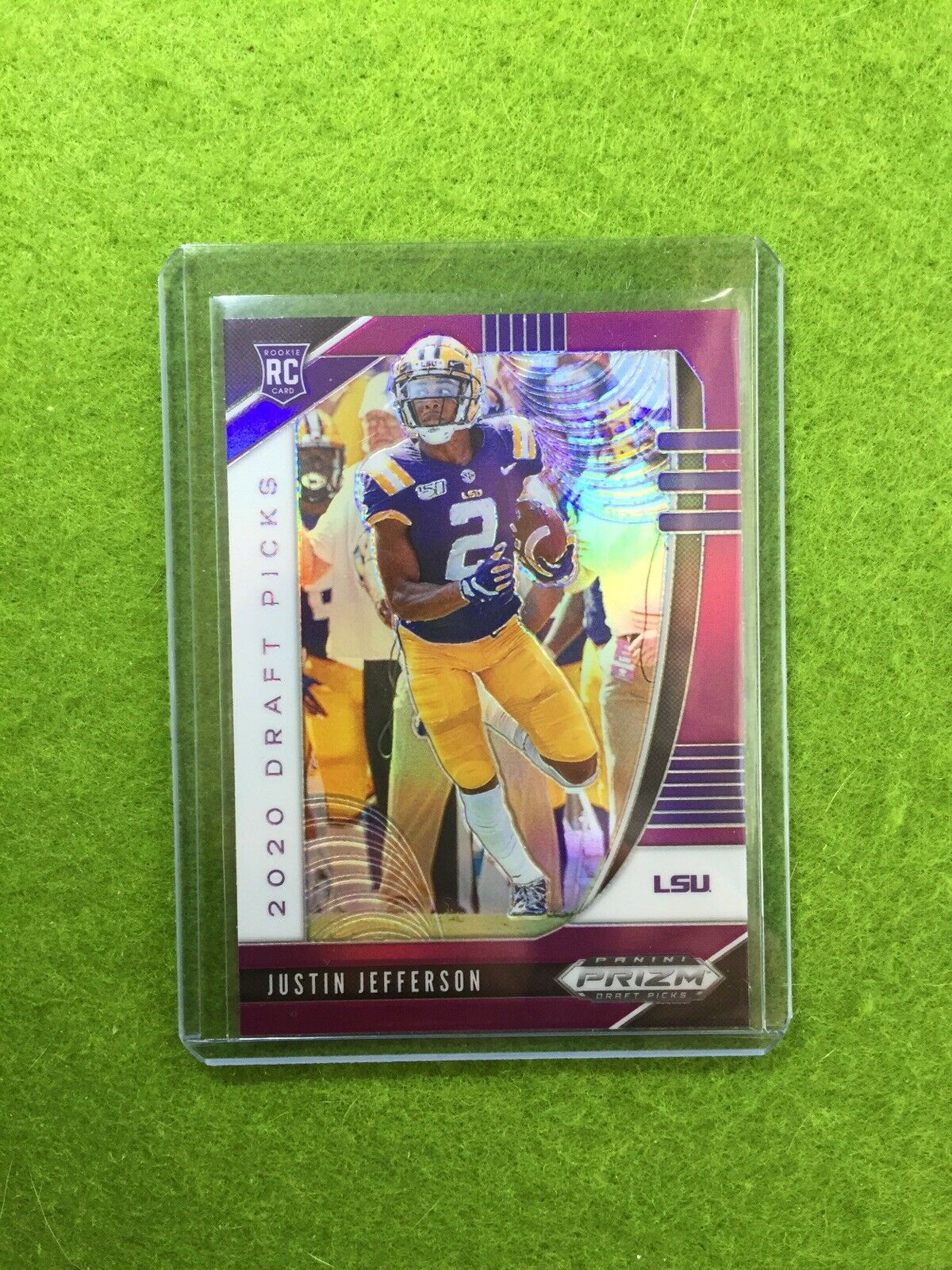 JUSTIN JEFFERSON VIKINGS PURPLE PRIZM ROOKIE CARD JERSEY #2 LSU RC 2020 Prizm DP