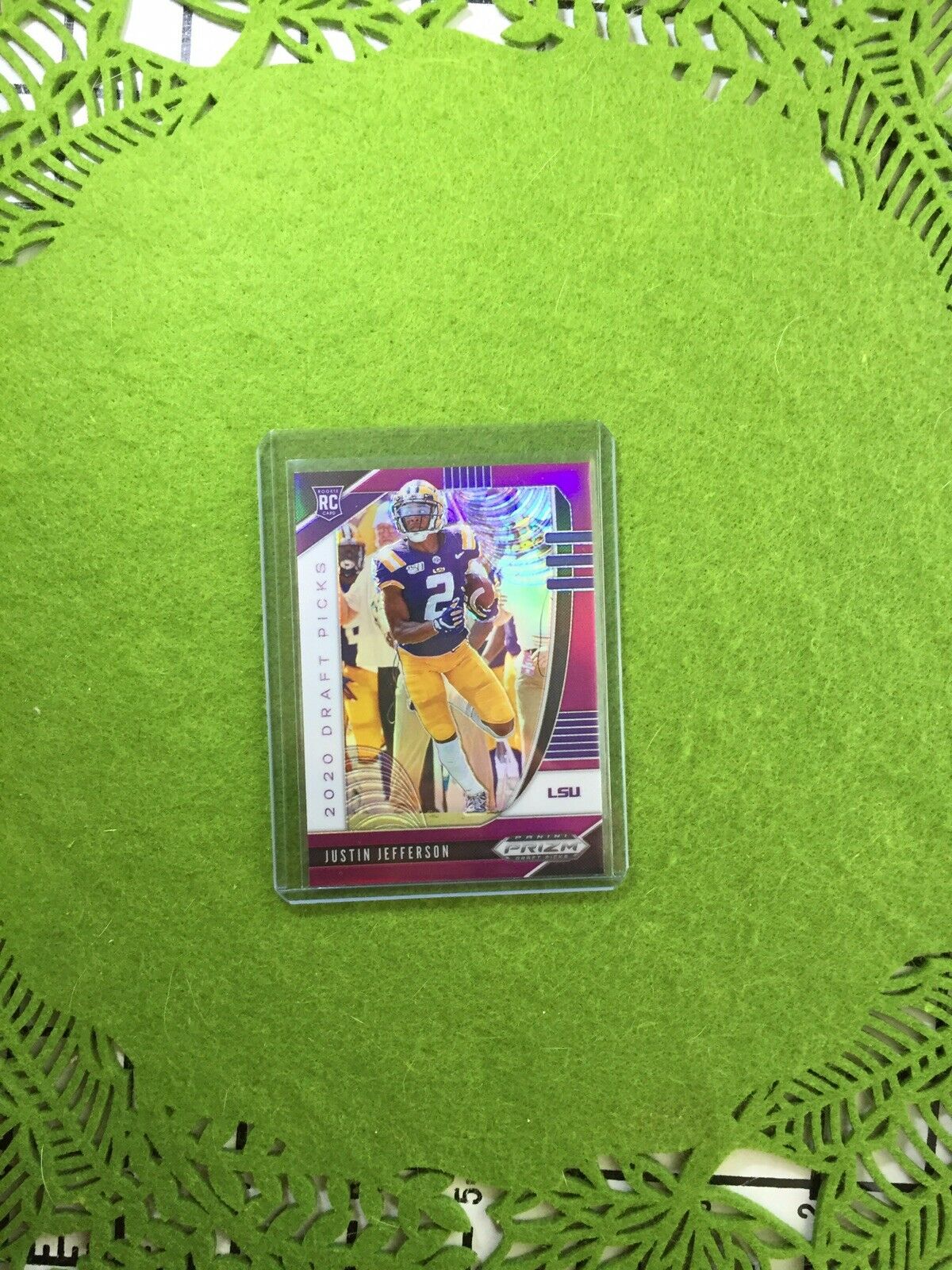 JUSTIN JEFFERSON VIKINGS PURPLE PRIZM ROOKIE CARD JERSEY #2 LSU RC 2020 Prizm DP