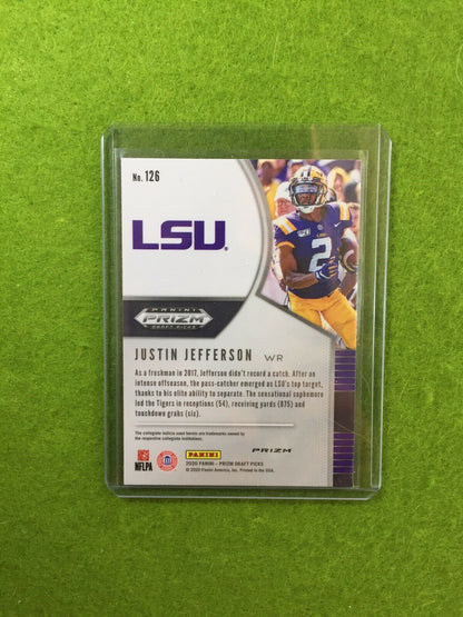 JUSTIN JEFFERSON VIKINGS PURPLE PRIZM ROOKIE CARD JERSEY #2 LSU RC 2020 Prizm DP