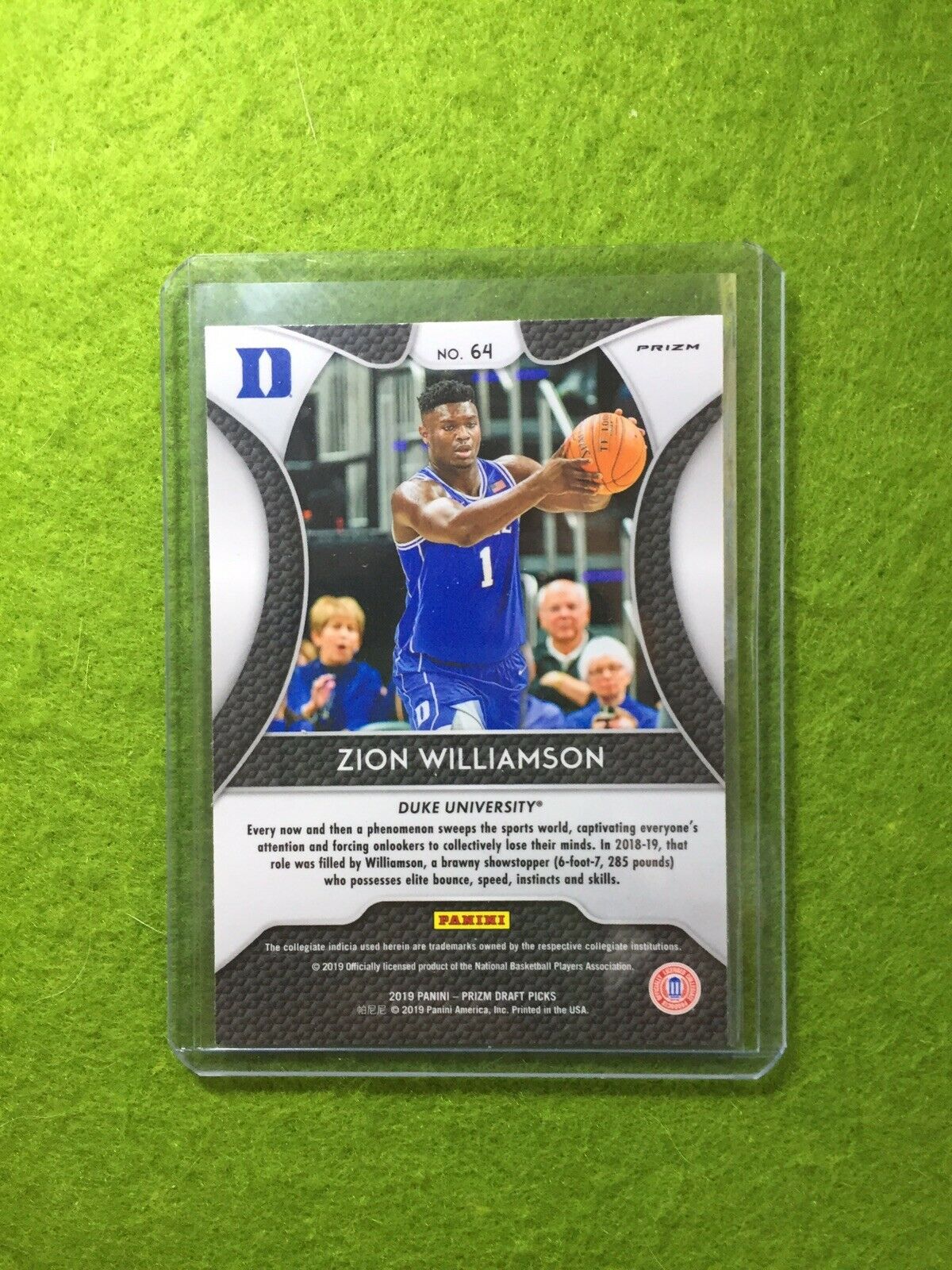 ZION WILLIAMSON SILVER PRIZM ROOKIE CARD JERSEY#1 DUKE RC PELICANS 2019 Prizm DP