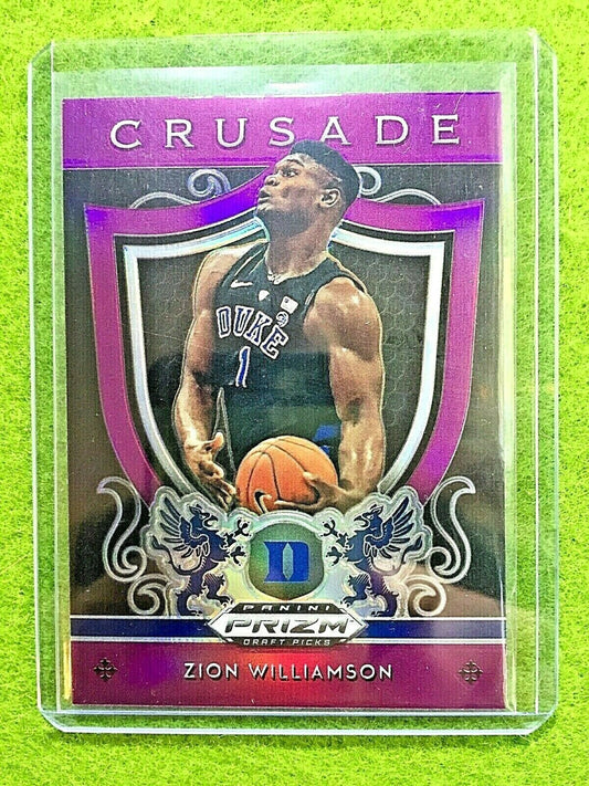 ZION WILLIAMSON PRIZM ROOKIE CARD JERSEY #1 DUKE RC PELICANS 2019 Crusade PURPLE