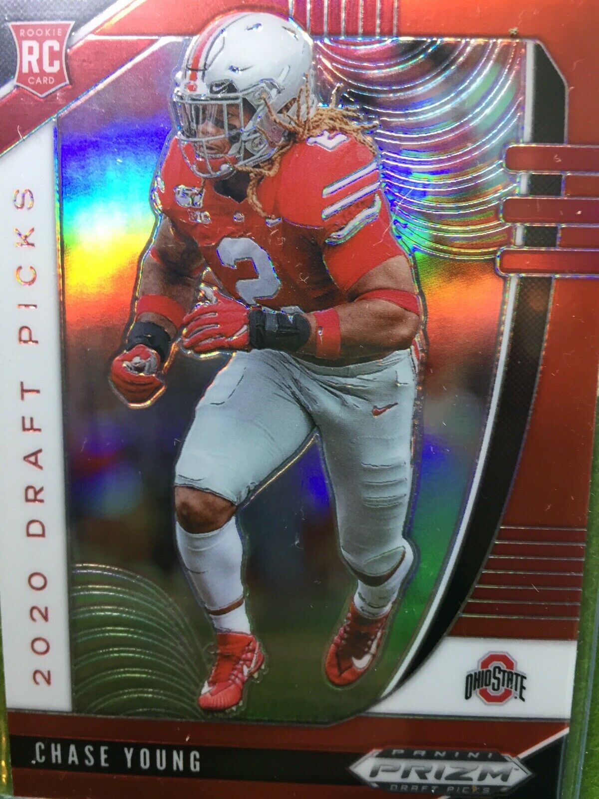 CHASE YOUNG REDSKINS RED PRIZM ROOKIE CARD JERSEY #2 OHIO STATE RC 2020 Prizm DP