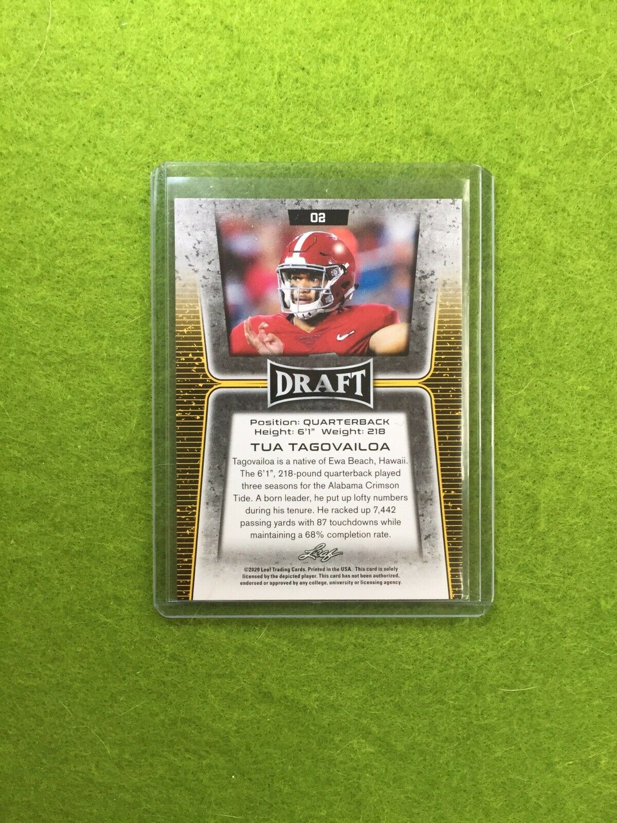 TUA TAGOVAILOA ROOKIE CARD JERSEY #13 ALABAMA RC 2020 Leaf Draft Football rookie