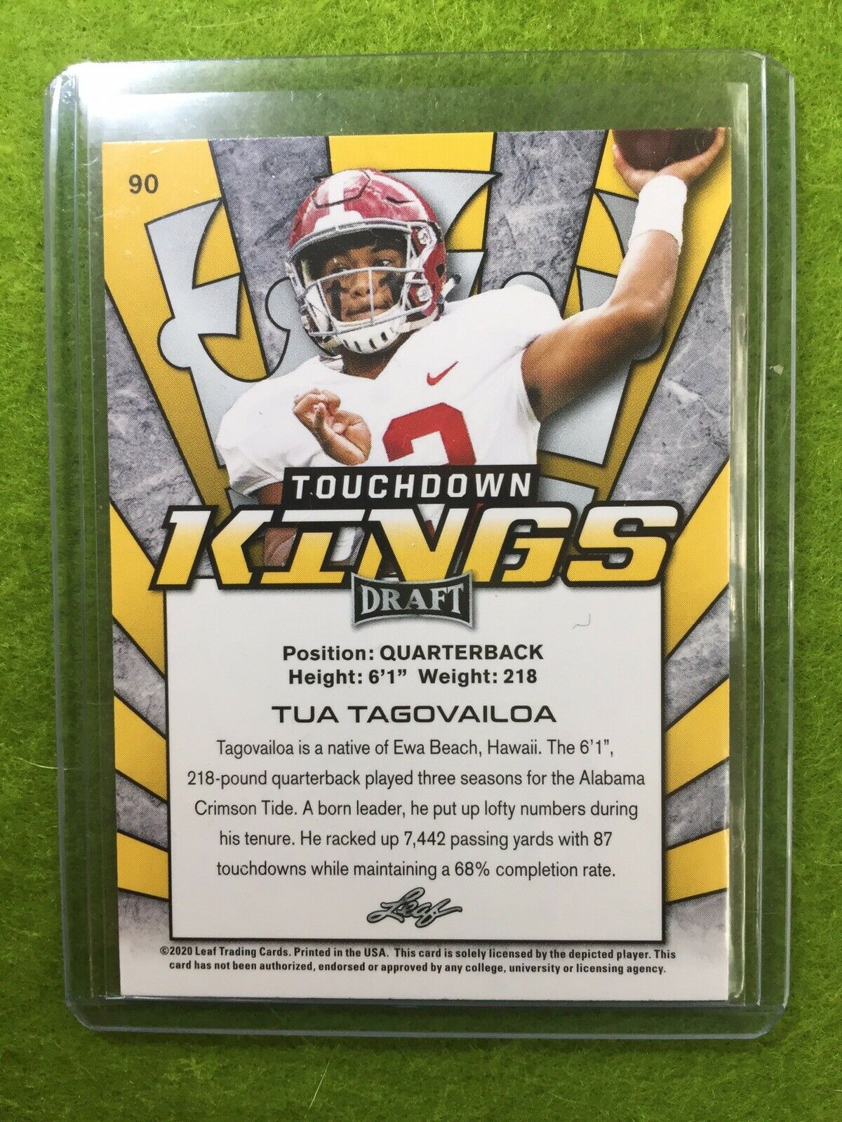 TUA TAGOVAILOA RC ROOKIE CARD JERSEY#13 ALABAMA 2020 Leaf TOUCHDOWN KINGS INSERT