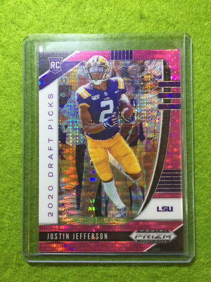 JUSTIN JEFFERSON PINK PULSAR PRIZM ROOKIE CARD JERSEY 2 LSU RC 2020 Panini Prizm