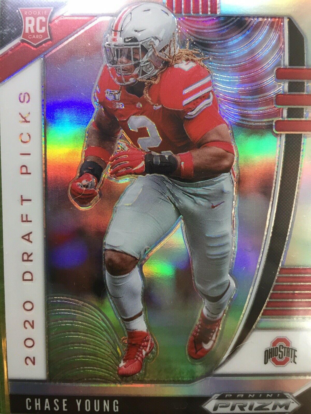 CHASE YOUNG SILVER PRIZM ROOKIE CARD JERSEY #2 OSU REDSKINS RC 2020 Prizm Silver