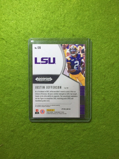 JUSTIN JEFFERSON PINK PULSAR PRIZM ROOKIE CARD JERSEY 2 LSU RC 2020 Panini Prizm