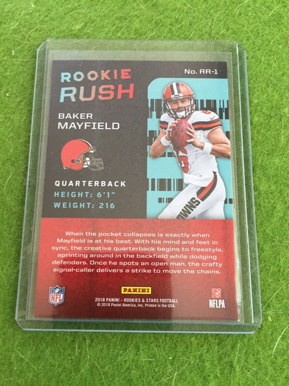 BAKER MAYFIELD ROOKIE RUSH Red Foil RC* Browns 2018 Panini ROOKIES & STARS #RR-1