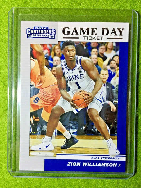 ZION WILLIAMSON ROOKIE CARD PANINI RC DUKE JERSEY #1 PELICANS 2019 Contenders rc