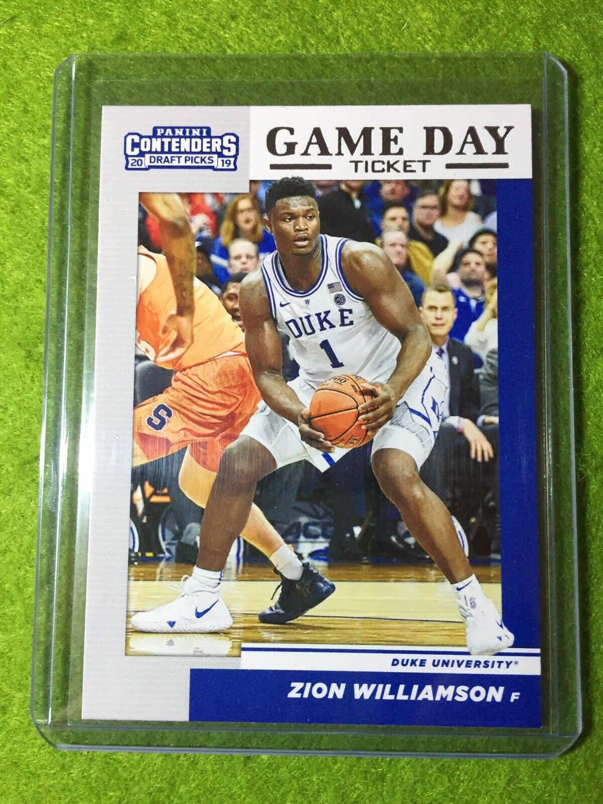 ZION WILLIAMSON ROOKIE CARD PANINI RC DUKE JERSEY #1 PELICANS 2019 Contenders rc