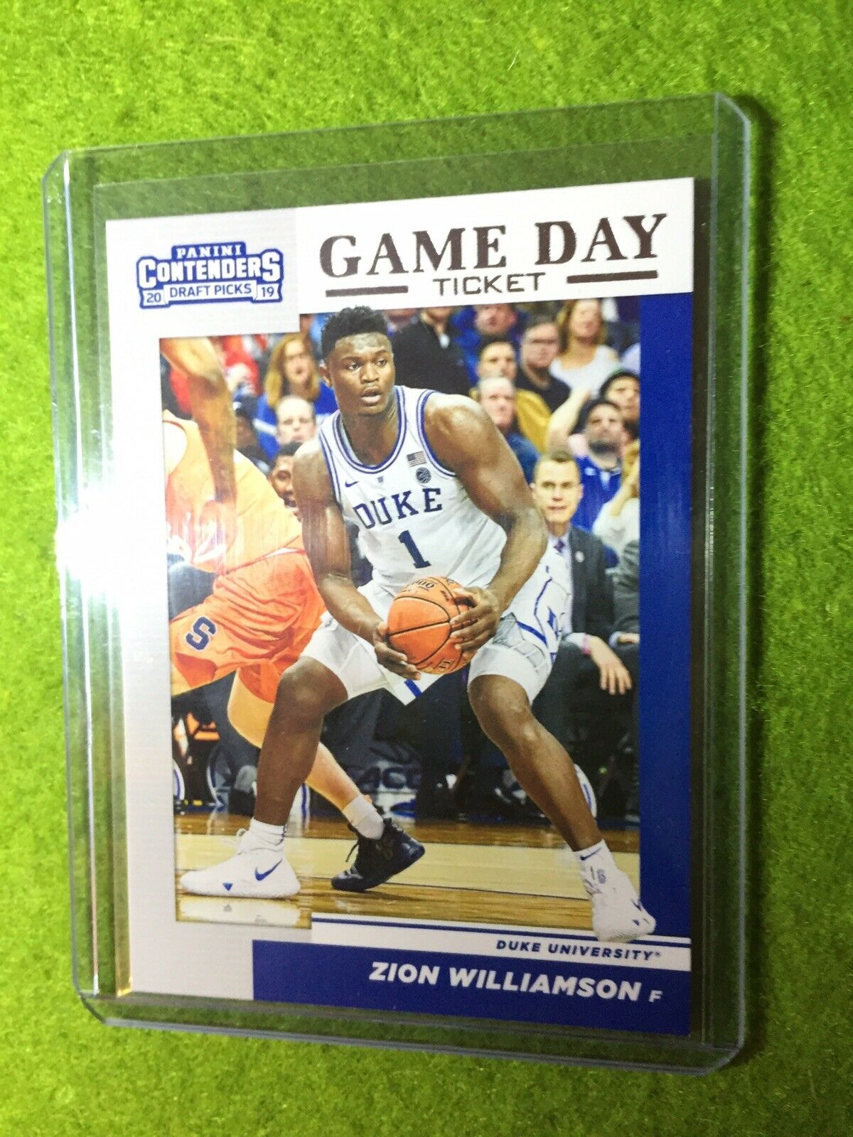 ZION WILLIAMSON ROOKIE CARD PANINI RC DUKE JERSEY #1 PELICANS 2019 Contenders rc