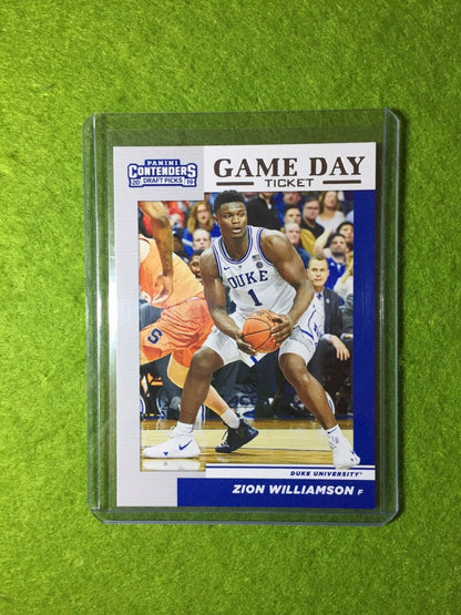 ZION WILLIAMSON ROOKIE CARD PANINI RC DUKE JERSEY #1 PELICANS 2019 Contenders rc