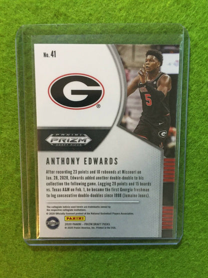 ANTHONY EDWARDS PRIZM ROOKIE CARD JERSEY #5 GEORGIA RC TIMBERWOLVES 2020 Panini