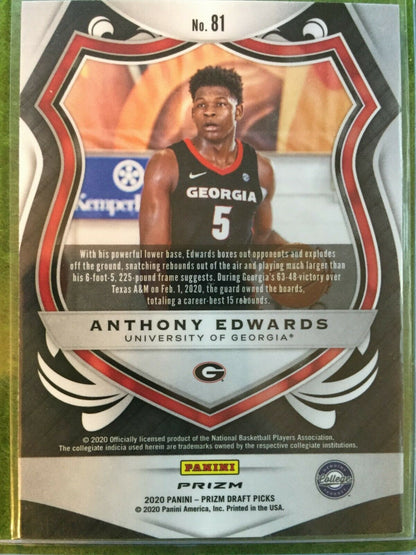 ANTHONY EDWARDS CRUSADE PRIZM RUBY WAVE ROOKIE CARD TIMBERWOLVES RC GEORGIA 2020