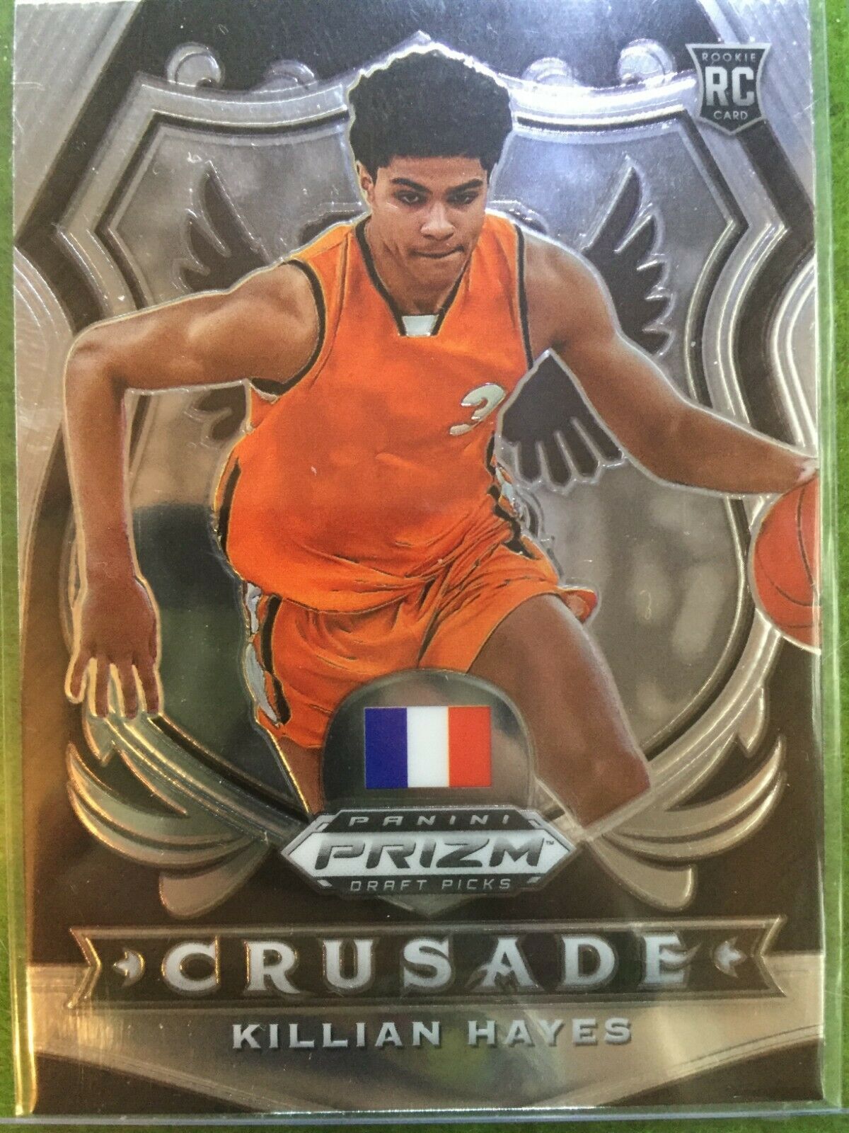 KILLIAN HAYES CRUSADE ROOKIE CARD JERSEY #3 FRANCE RC PISTONS 2020 Panini Prizm