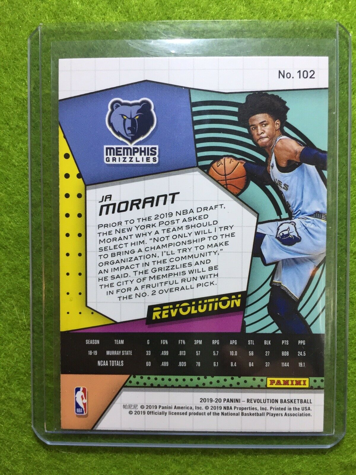 JA MORANT PRIZM RC ROOKIE CARD JERSEY #12 GRIZZLIES REFRACTOR 2019-20 Revolution