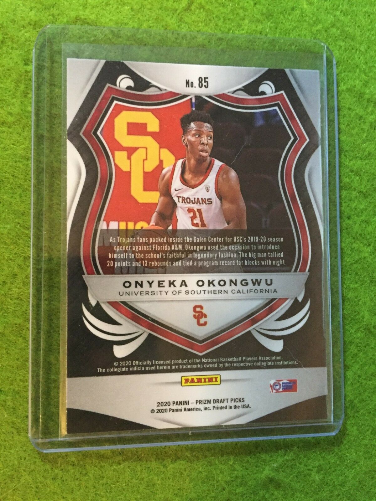 ONYEKA OKONGWU PRIZM CRUSADE ROOKIE CARD JERSEY #21 USC RC ATLANTA 2020 Prizm DP